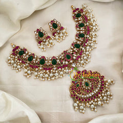 Precious Jadau Kundan Short Neckpiece-Cluster Pearl -J1188