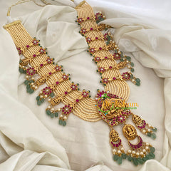 Precious Jadau Kundan Lakshmi Pendant Pearl Bead Mala -J1134