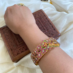 Kada Kundan Bangle -Pink-Star Flower-G6266