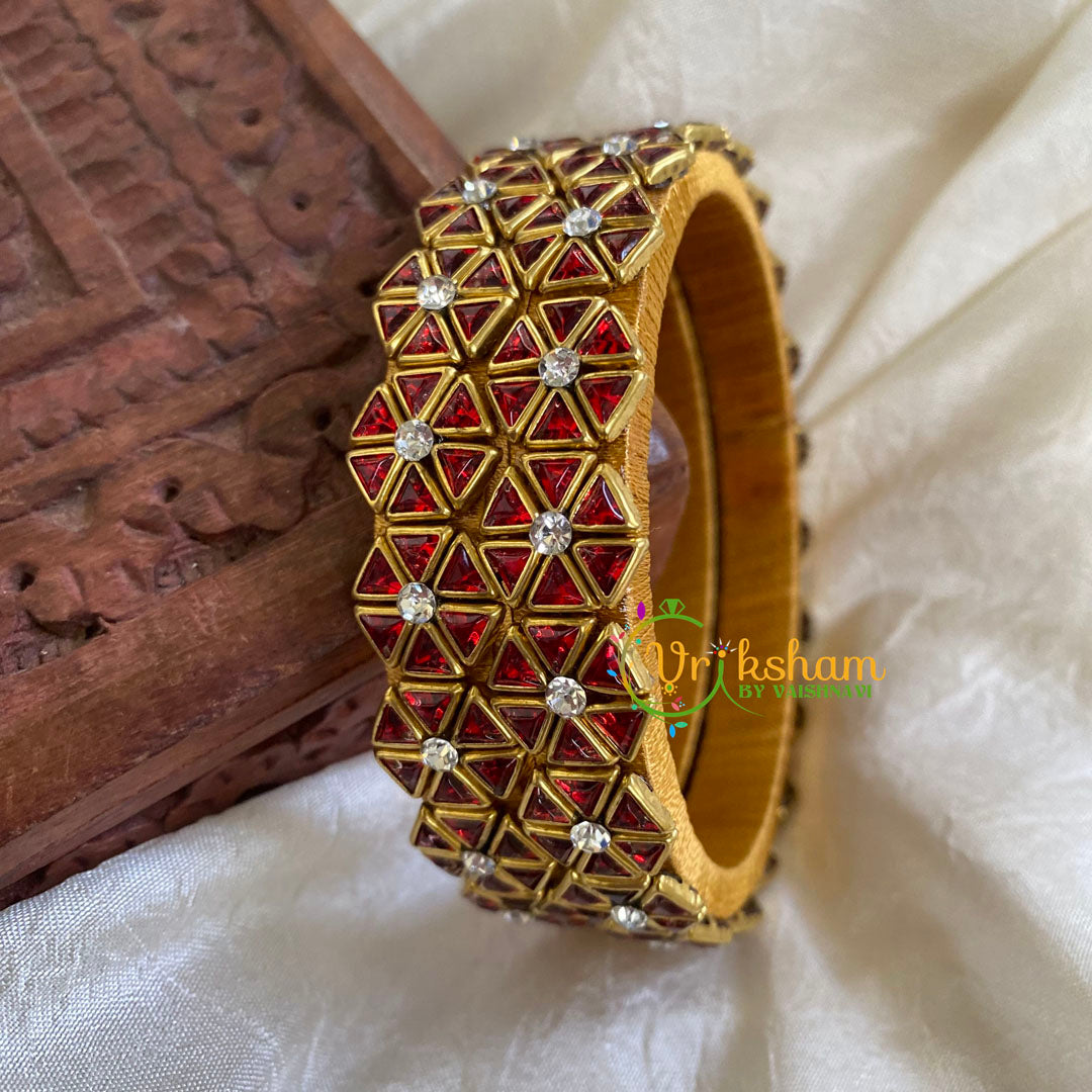 Kada Kundan Bangle -Red-Star Flower  -G6265