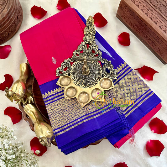 Traditional Red with Blue Thiribuvanam Silk Saree -Pure Silk  -VS1266