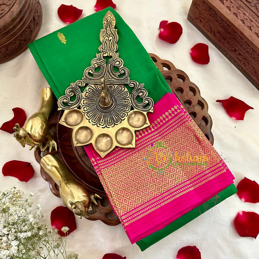 Parrot Green with Pink Thiribuvanam Silk Saree -Pure Silk  -VS1261