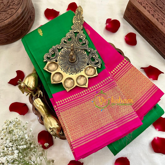 Parrot Green with Pink Thiribuvanam Silk Saree -Pure Silk  -VS1261