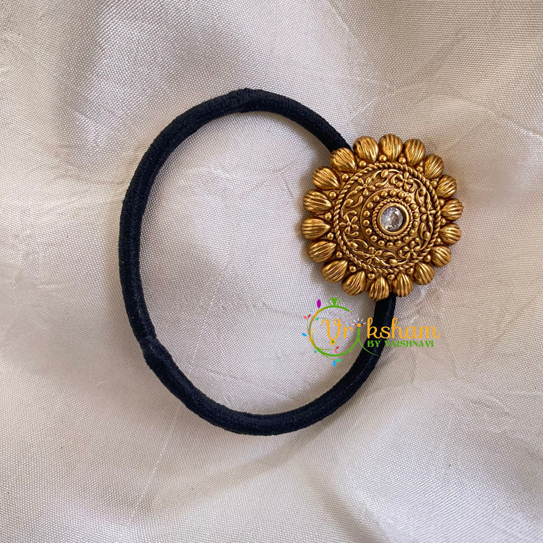 Festive Wear Hair bands-Gold Pendant Rubber Band-White-H238