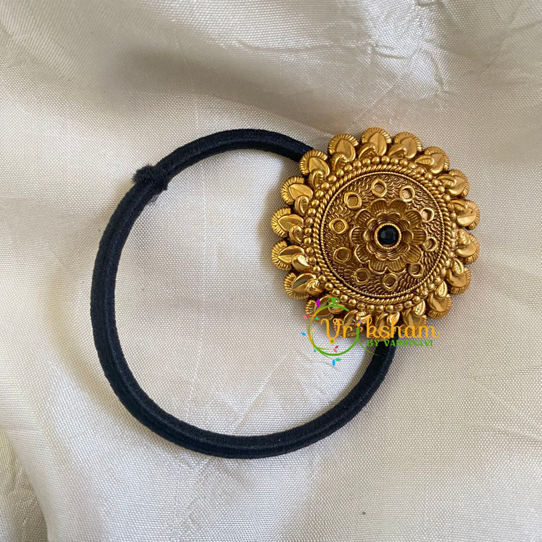 Gold Pendant Rubber Band-Black-H251