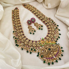 Premium Maanga Peacock Bridal Haram-Green Bead-G8751