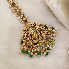 Cluster Pearl Lakshmi Maang Tikka -Green Bead and Pearls-G8776