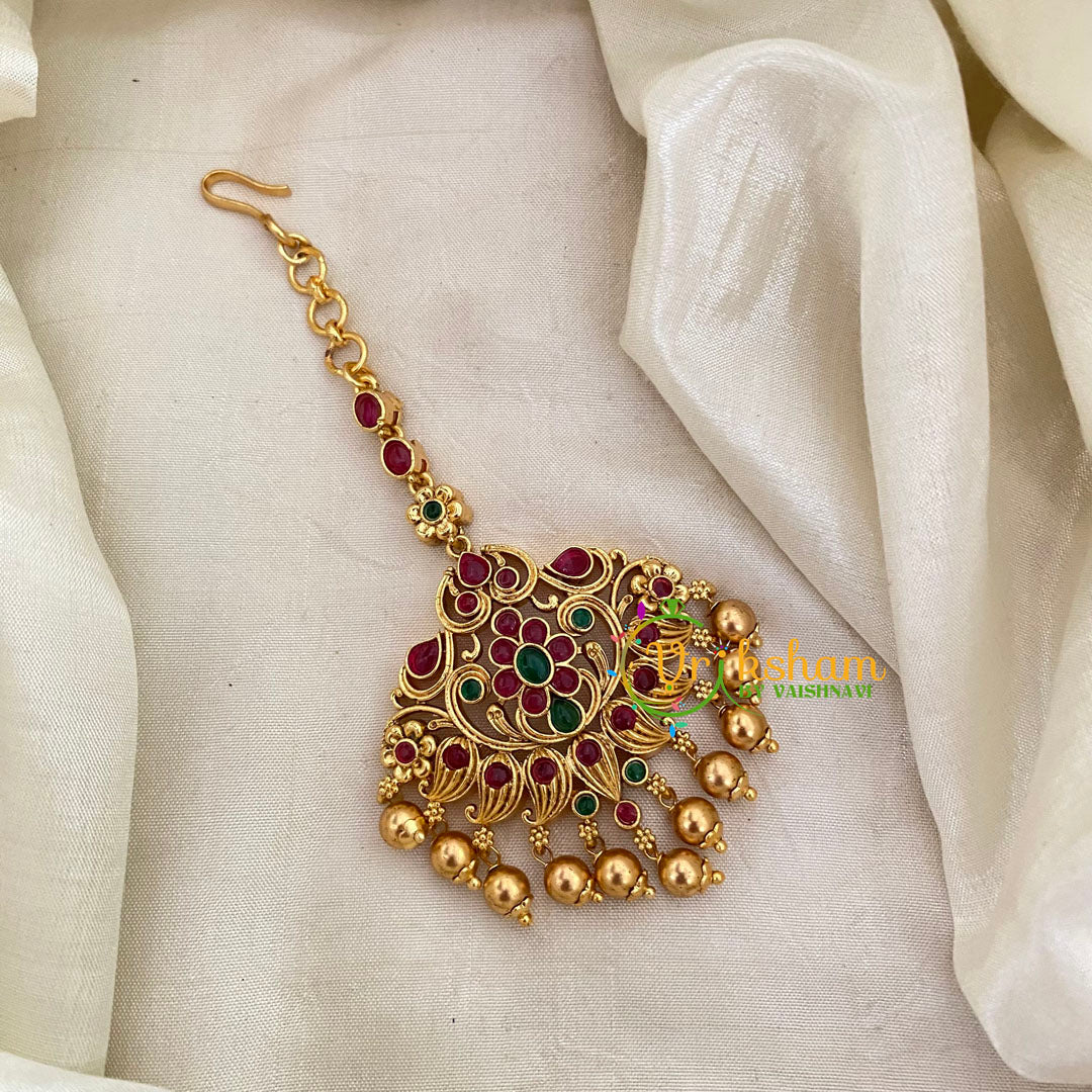 Elegant Simple Single Chain Maang Tikka -Gold Bead-G8770