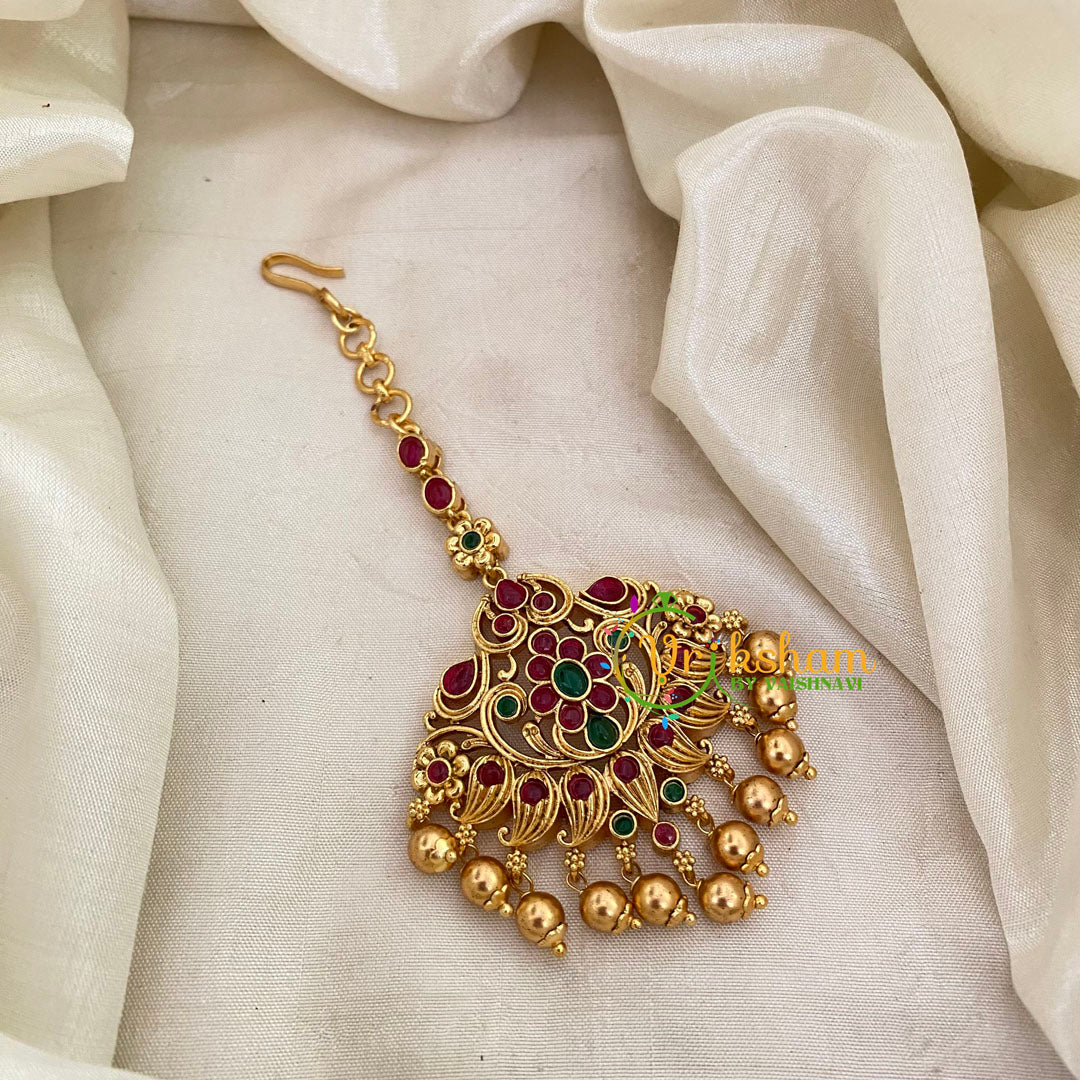 Elegant Simple Single Chain Maang Tikka -Gold Bead-G8770