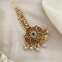 Premium Cluster Pearl AD Stone Maang Tikka -Pearl-G8779