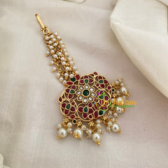 Premium Cluster Pearl AD Stone Maang Tikka -Pearl-G8779