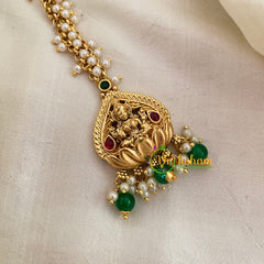 Cluster Pearl Lakshmi Maang Tikka -Green Bead -G8778