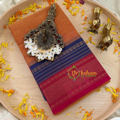 Yellow Ganga Jamuna Border Kanchi Cotton Saree - Handloom -VS1147