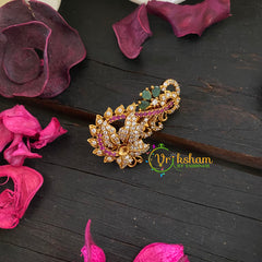 AD Stone Gold Saree Pin -Dress Pin -Gold Brooch -Floral Musical-G8890