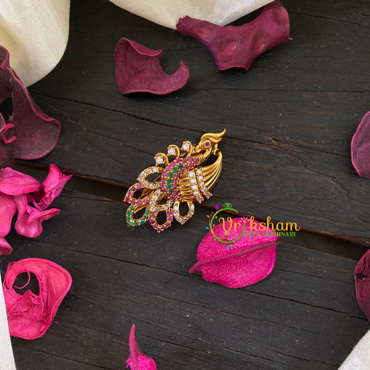 AD Stone Gold Saree Pin -Dress Pin -Gold Brooch-Swan -G8897