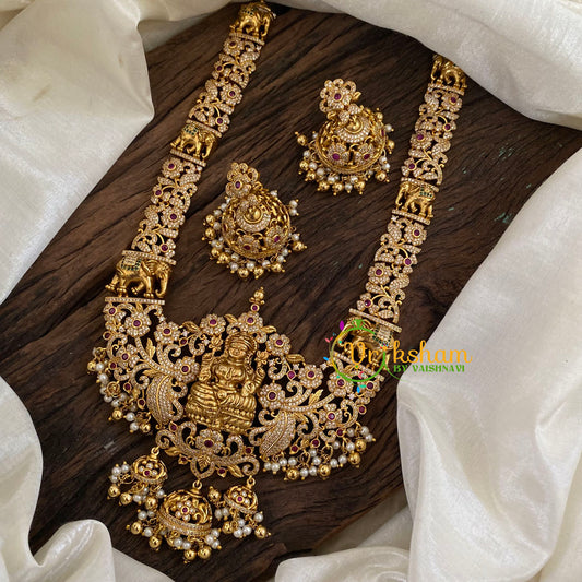 American Diamond Lakshmi Pendant Short Neckpiece-Gold bead-G9618