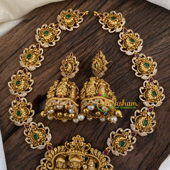 Gold Look Alike Ram Parivar Pendant Short Neckpiece-Gold bead-G9619