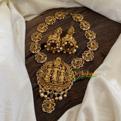 Gold Look Alike Ram Parivar Pendant Short Neckpiece-Gold bead-G9619