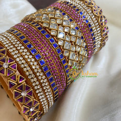 Purple Blue Silk Thread Kundan Bridal Bangle-G6226