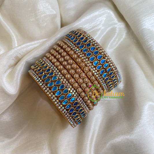 Light Blue Silk Thread Kundan Bridal Bangle-G6224