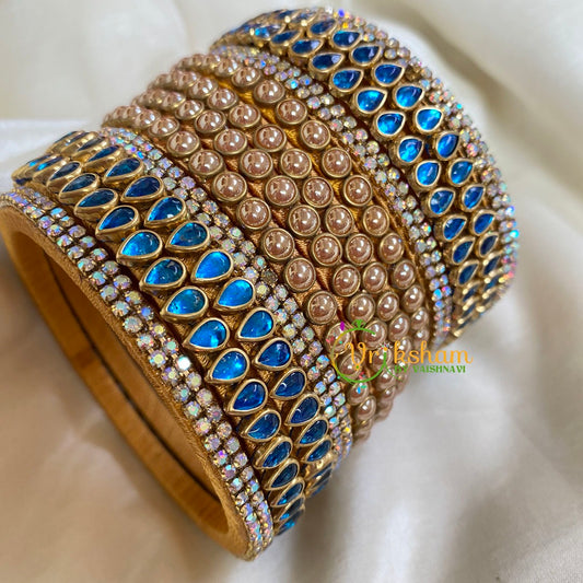 Light Blue Silk Thread Kundan Bridal Bangle-G6224