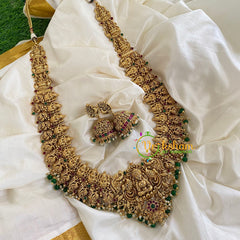 Antique Temple Haram -Lakshmi Haram-Green Beads -G5458