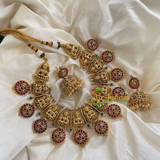 Antique Temple Lakshmi coin style Neckpiece-Pearl -G5477