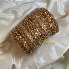 Gold Brown Silk Thread Kundan Bridal Bangle-G6220