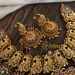 Gold Look Alike Lakshmi Pendant Short Neckpiece-Coin Style-Gold bead-G9625