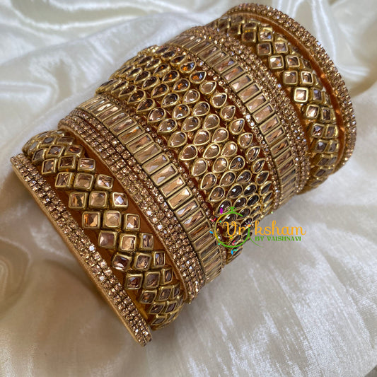 Gold Brown Silk Thread Kundan Bridal Bangle-G6220