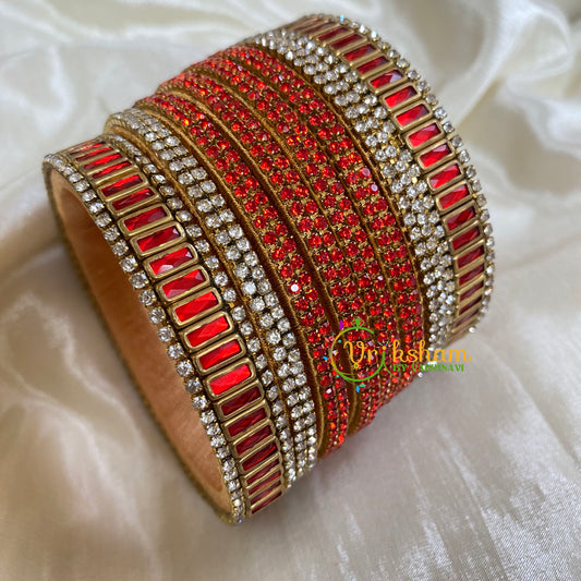 Orange Silk Thread Kundan Bridal Bangle-G6219