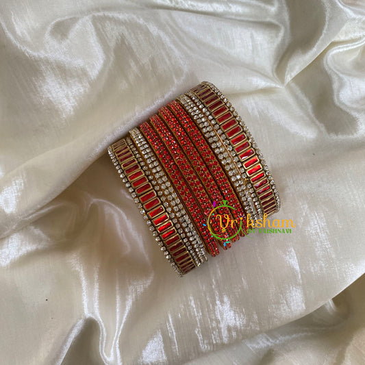 Orange Silk Thread Kundan Bridal Bangle-G6219