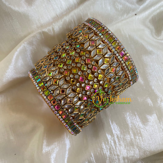 Multicolor Unicorn Silk Thread Kundan Bridal Bangle-G6216