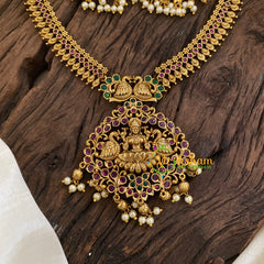 Premium Lakshmi Pendant Addigai Short Neckpiece-Gold bead-G9632