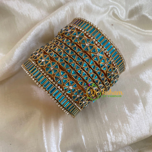 Light Blue Silk Thread Kundan Bridal Bangle-G6214