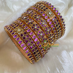 Purple Silk Thread Kundan Bridal Bangle-G6212