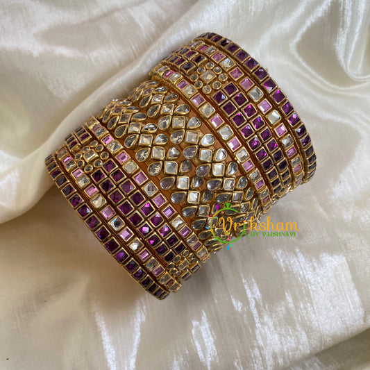 Purple Silk Thread Kundan Bridal Bangle-G6211