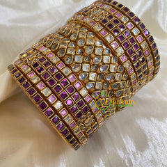 Purple Silk Thread Kundan Bridal Bangle-G6211