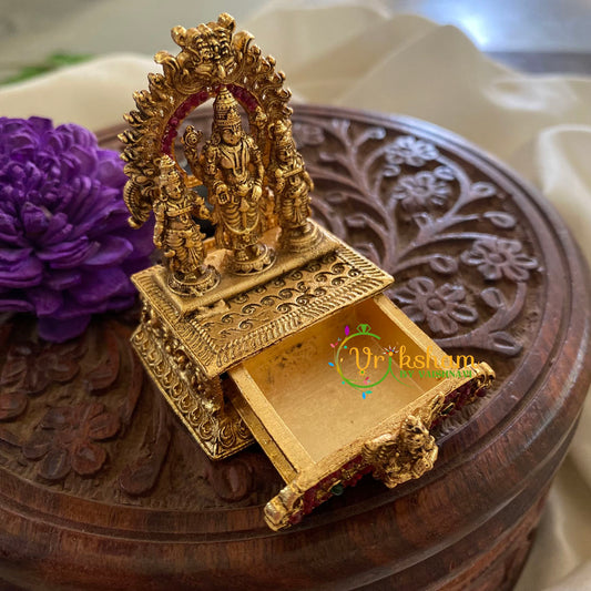 Gold Look Alike Vishnu Temple Kumkum Box -G7631