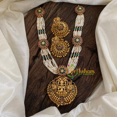 Multi Layered Pearl Bead Lakshmi Pendant Maalai -G9653