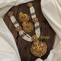 Multi Layered Pearl Bead Lakshmi Pendant Maalai -G9653