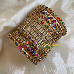 Rainbow Color Silk Thread Kundan Bridal Bangle-G6208