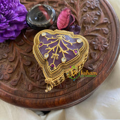 Fancy AD Stone Kumkum Box -Lavender-G7637