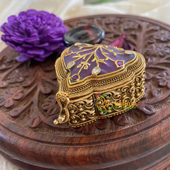 Fancy AD Stone Kumkum Box -Lavender-G7637