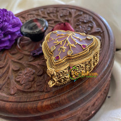 Fancy AD Stone Kumkum Box -Lilac-G7638