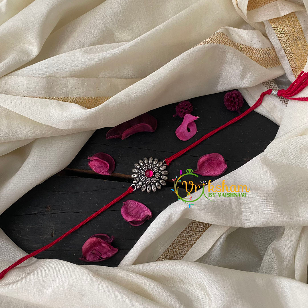 Rakshabandhan Rakhi-Pink Floral Pendant 4-RB020