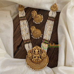 Multi Layered Pearl Bead Lakshmi Pendant Maalai -G9652