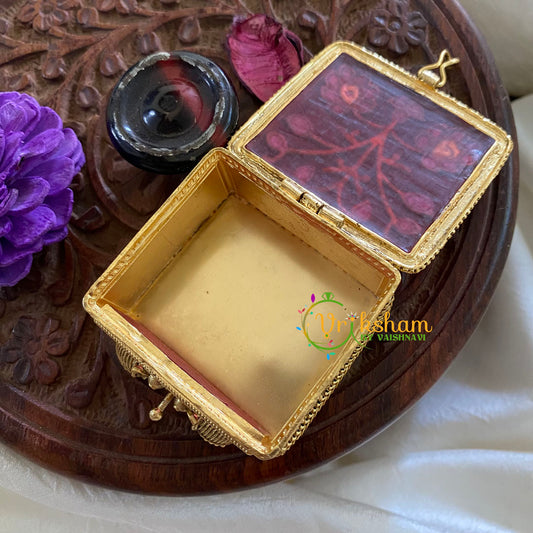 Fancy AD Stone Kumkum Box-Square -Wine Red-G7647