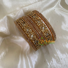 Gold and White Silk Thread Kundan Bridal Bangle-G6191