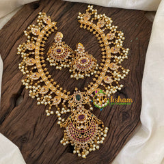 Premium Gold Look Alike Short Neckpiece-Guttapusalu Neckpiece -G9646